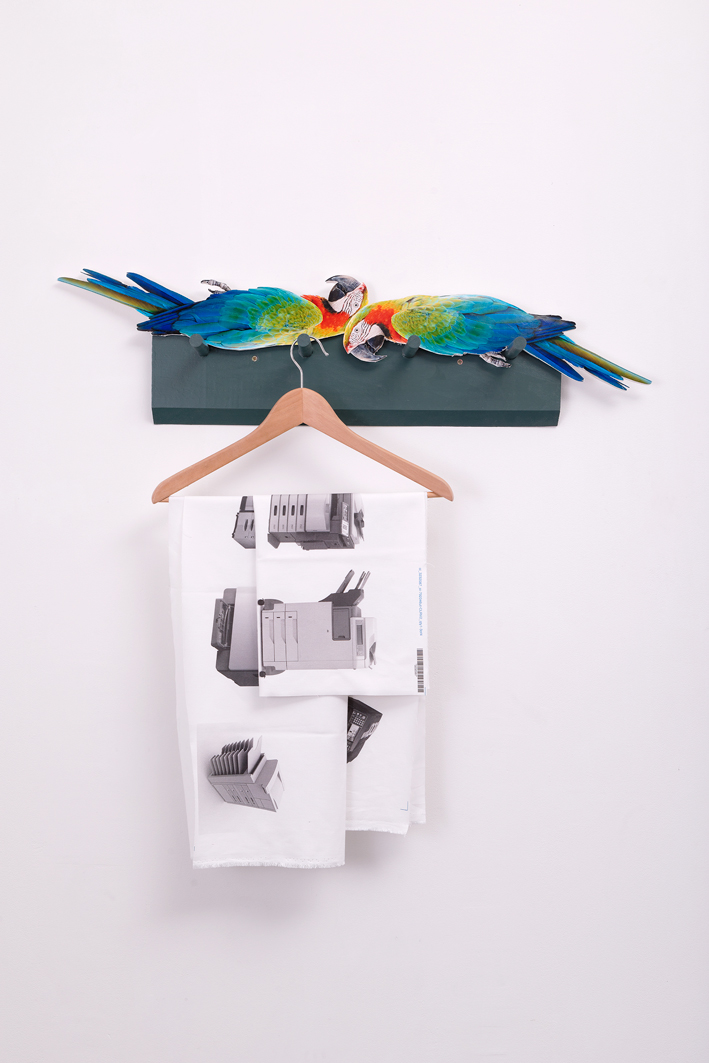 , 2014, Wood rail, photography, hanger and inkjet print on canvas, 90 x 90 x 12.5 cm, , unique artwork, photo: Aurélien Mole