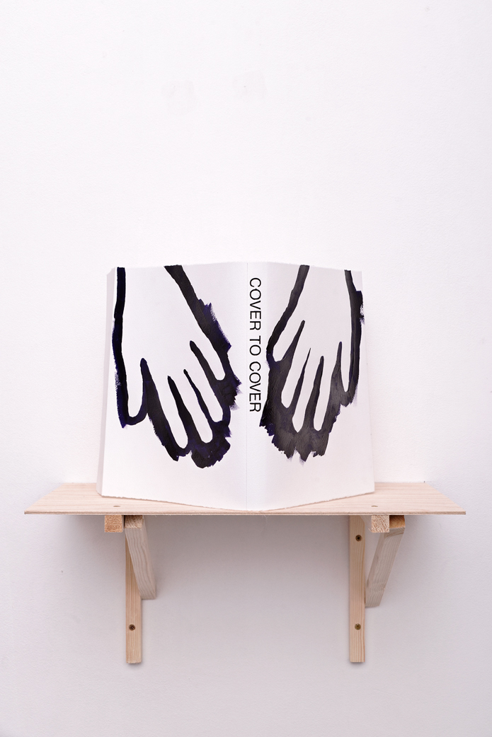 , 2014, Gouache on paper + wood shelf, 23 x 53 cm (drawing) 20 x 40.5 x 25 cm (shelf), , unique artwork, photo: Aurélien Mole