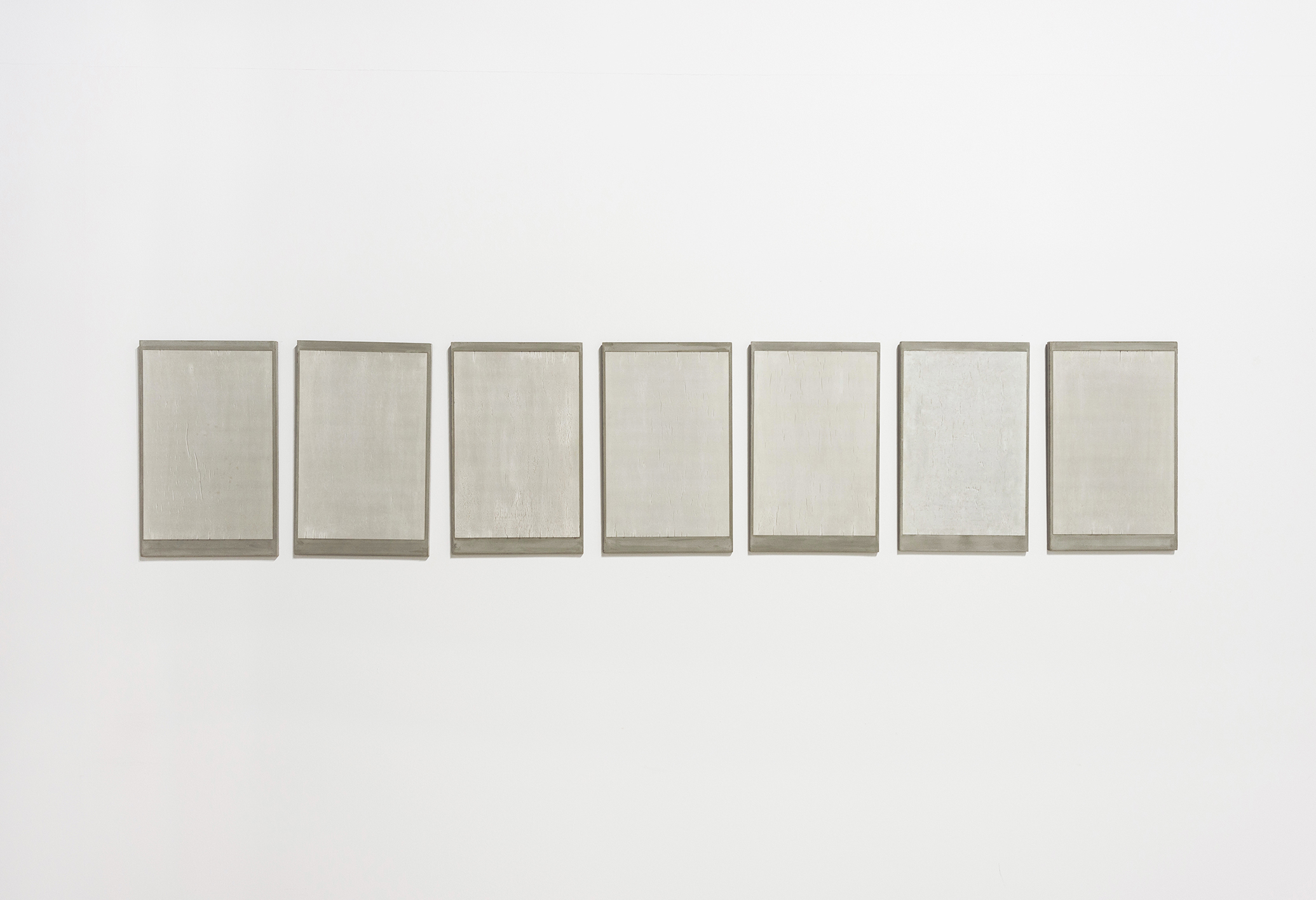 , 2014, eries of 7 plates of concrete, inlays of offset prints (CMYK color code of concrete, 54 x 33,5 cm (each), , unique artwork, Private collection, Timisoara, Romania